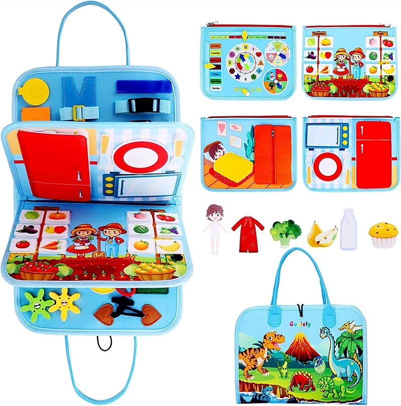 Juguetes Montessori tablero de labores de fieltro bolsa rompecabezas de educación temprana tablero de aprendizaje capacitación Montessori para niños pequeños Materiales de enseñanza Regalo de Navidad 2026 - $37.99 –P10