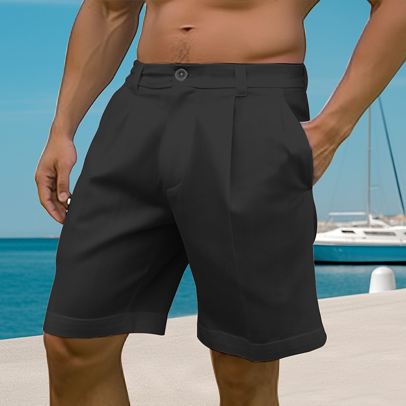 Per uomo Pantaloncini Pantaloncini di lino Pantaloncini estivi Pantaloncini da spiaggia Pulsante Tasche Gamba dritta Liscio Comfort Traspirante Breve Informale Giornaliero Per eventi Misto cotone e del 2025 a $17.99 –P6