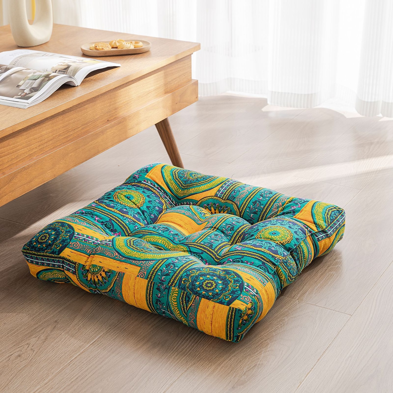 Boho Floor Pillow,Square Floor Seat Cushions Tatami Large