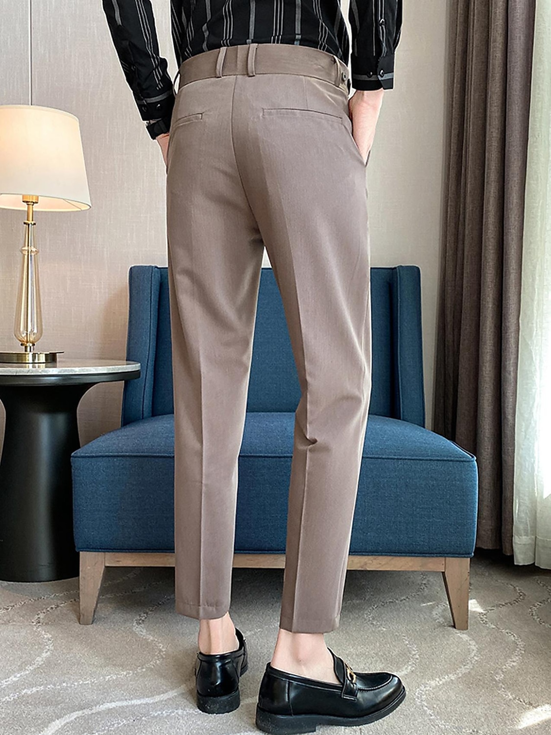 Men's Pants Vintage Casual Suit Pants High Waist Straight Trousers Business
