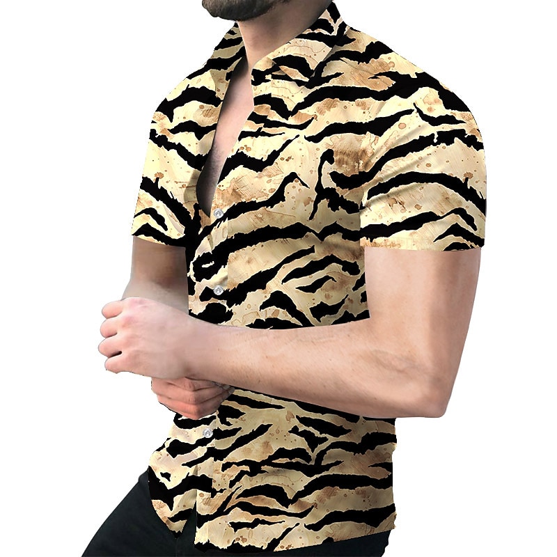 Per uomo Camicia Camicie Geometrica Esterno Informale Nero Bianco Giallo Rosso Manica corta Collare cubano Estate Primavera Abbigliamento Stampa del 2026 a $25.99 –P6