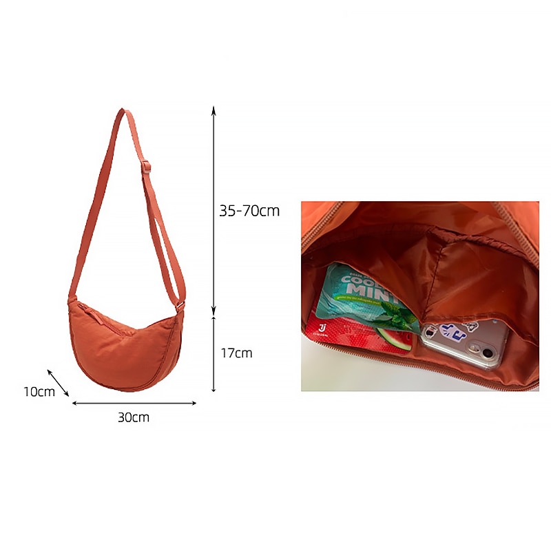 Women's Crossbody Bag Shoulder Bag Hobo Bag Nylon Daily Holiday Zipper Large Capacity Lightweight Durable Solid Color claret Lake blue Lemon Yellow 2025 - $18.99 –P10