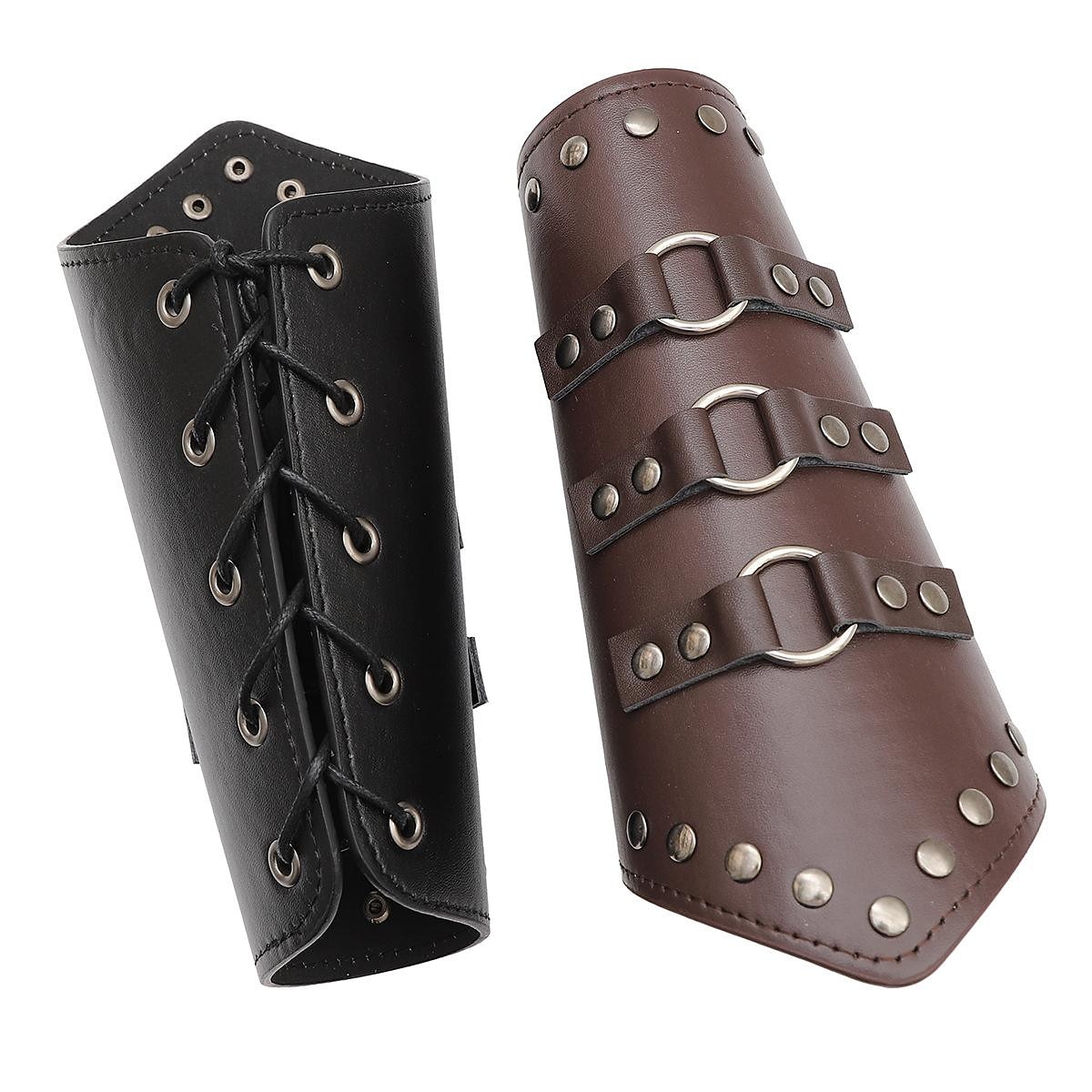 Punk & Gothic Medieval Renaissance Masquerade Wristband Ren Faire Warrior Knight Ritter Viking Drawstring Archery Men's Women's Viking Halloween Carnival Performance Stage Masquerade Adults' Bracers 2025 - $16.49 –P2