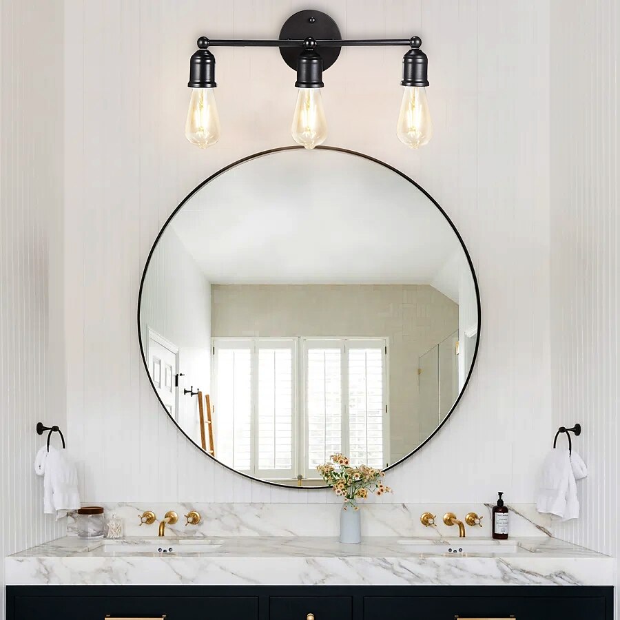 modern fekete smink világító készlet - 3 fényű fürdőszobai fali lámpa tükörhöz, konyhához, hálószobához és nappalihoz 2025 - $42.99 –P3