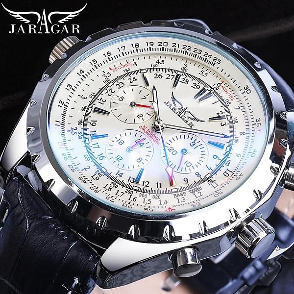JARAGAR Mechanical Watch for Men Aviator Series Military True Men Sport Automatic Watch Luxury Stainless Steel Mechanical Male Clock Hour Luminous Wristwatch Blue Glass 2025 - $55.99 –P17