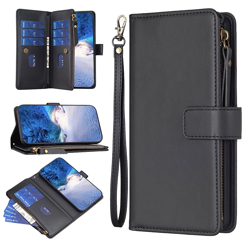 Zipper Leather Wallet Case For iPhone 14 15 Pro Max 13 12 11 XR 7 8 Flip  Cover