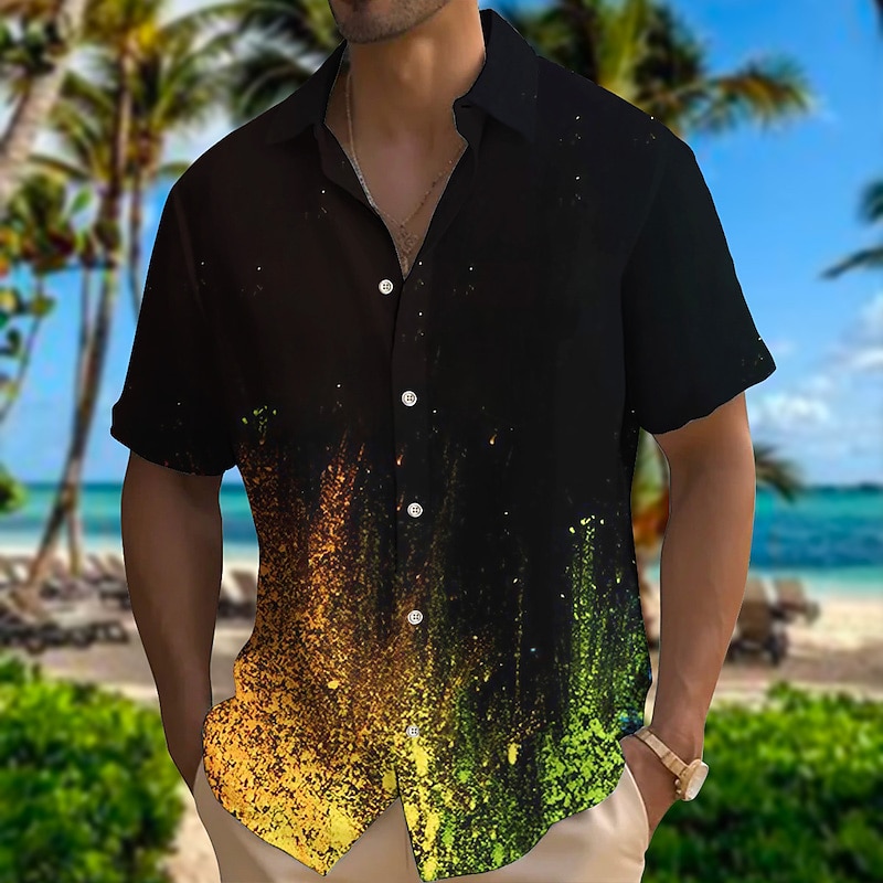 Per uomo Colorato Sfumatura Camicia Camicia hawaiana estiva Camicia con Bottoni Maniche Corte Camicia Collo ripiegato Moda Designer Casual All'aperto Streetwear Casuale Nero Bianco Rosso S M L del 2026 a $25.99 –P3