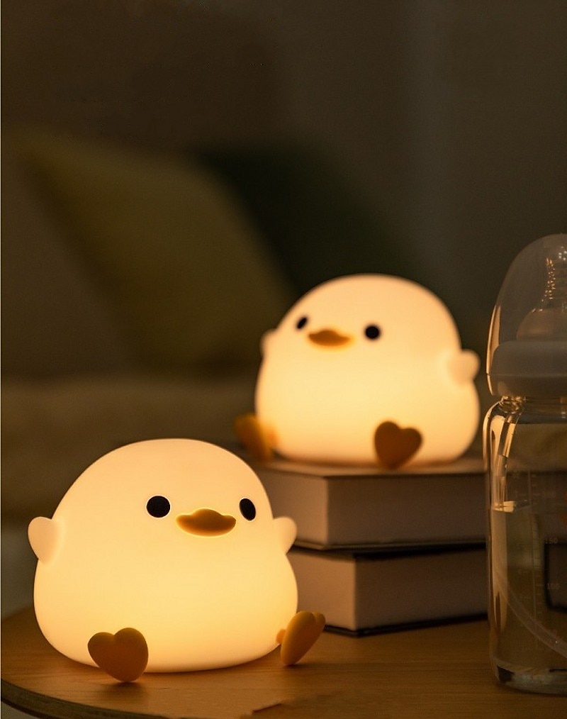 Led mignon haricot canard veilleuse mignon animal silicone pépinière veilleuse rechargeable lampe de table lampe de chevet avec capteur tactile pour chambres salon de 2025 ? $39.99 –P1