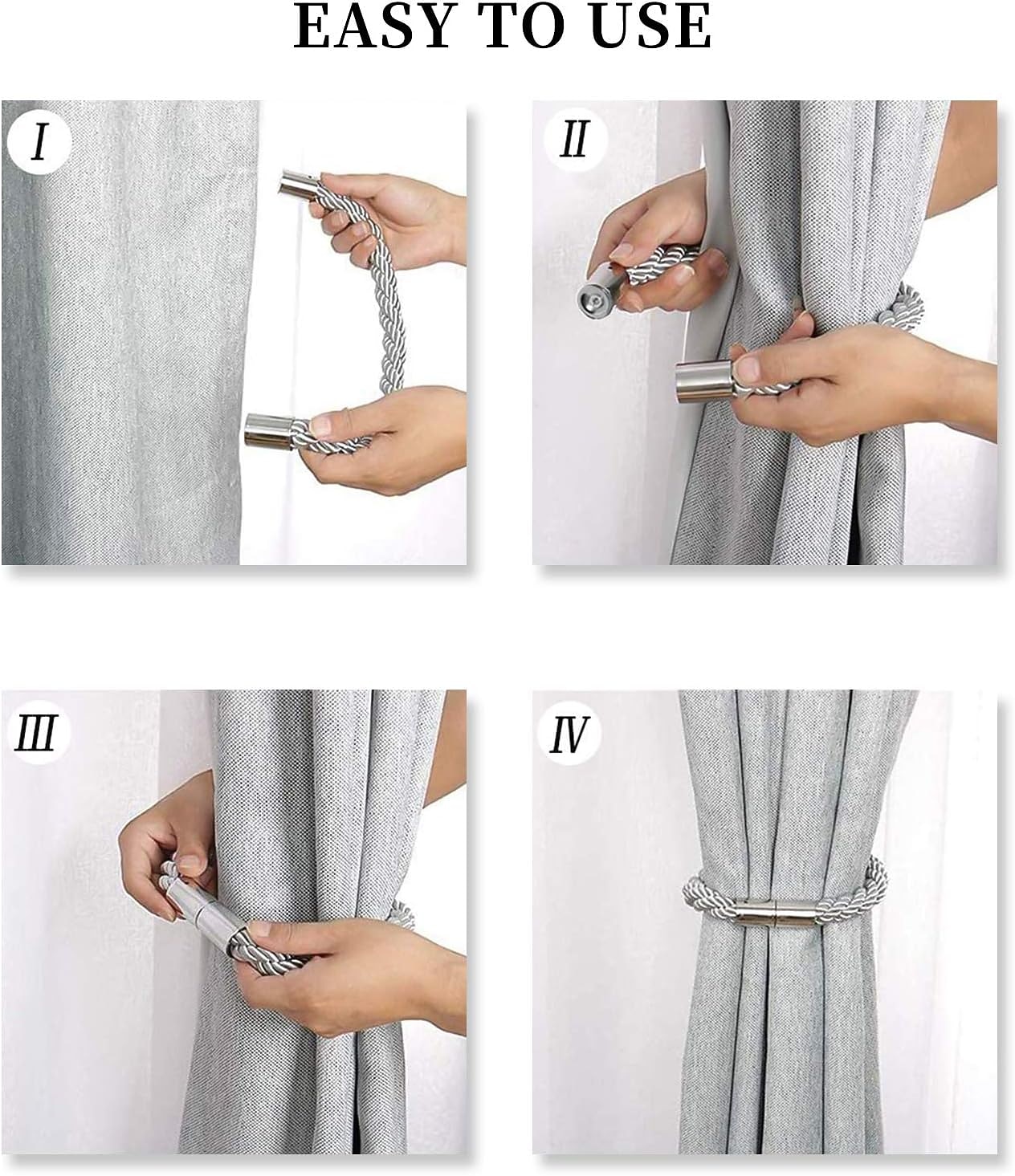 Магнитные занавески с завязками на окнах, жемчужные бусы, завязки для занавесок, зажимы с пряжками для дома, спальни, офиса, декоративная занавеска 2025 - $10.49 –P7