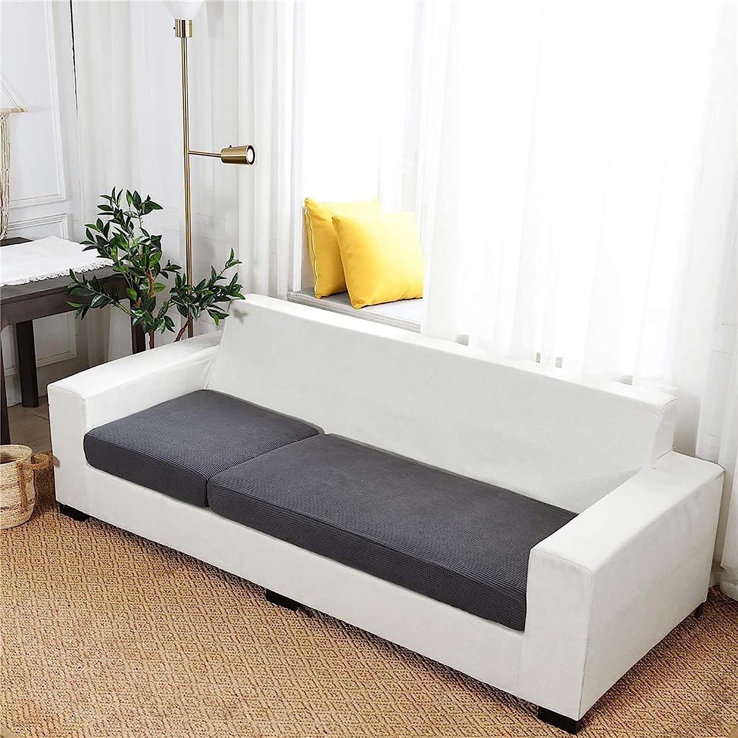 canapea extensibilă pernă scaun pernă slipcover canapea elastic fotoliu canapea fotoliu 4 sau 3 locuri gri simplu solid moale durabil lavabil 2025 - $13.99 -P15