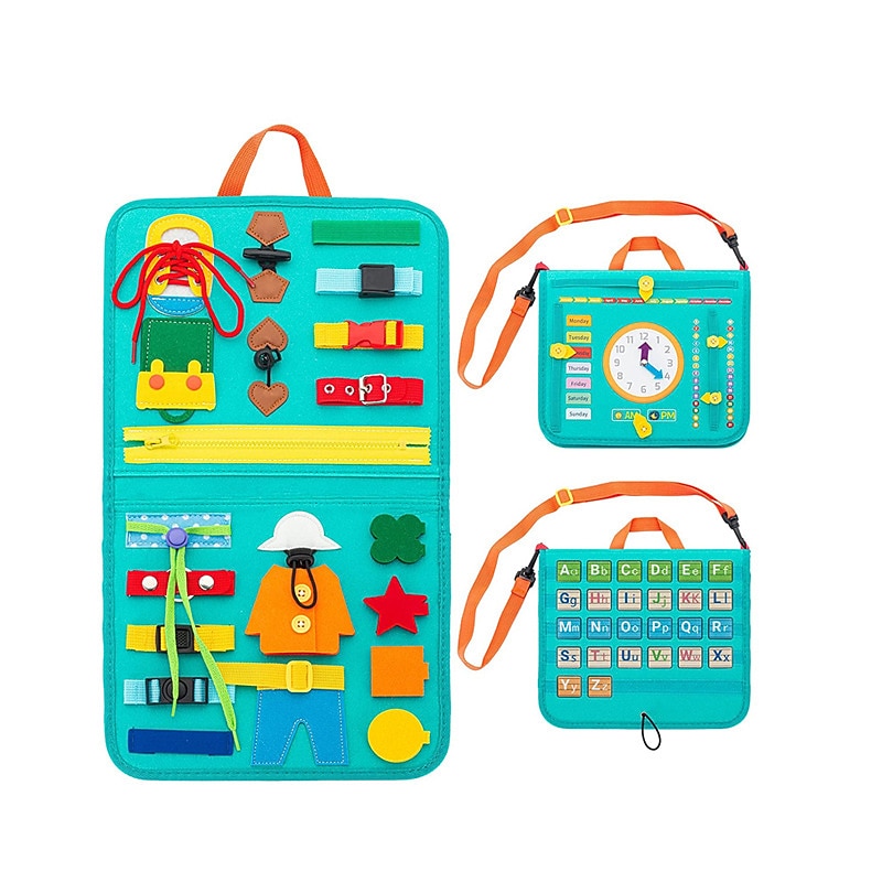 Juguetes Montessori tablero de labores de fieltro bolsa rompecabezas de educación temprana tablero de aprendizaje capacitación Montessori para niños pequeños Materiales de enseñanza Regalo de Navidad 2026 - $37.99 –P14