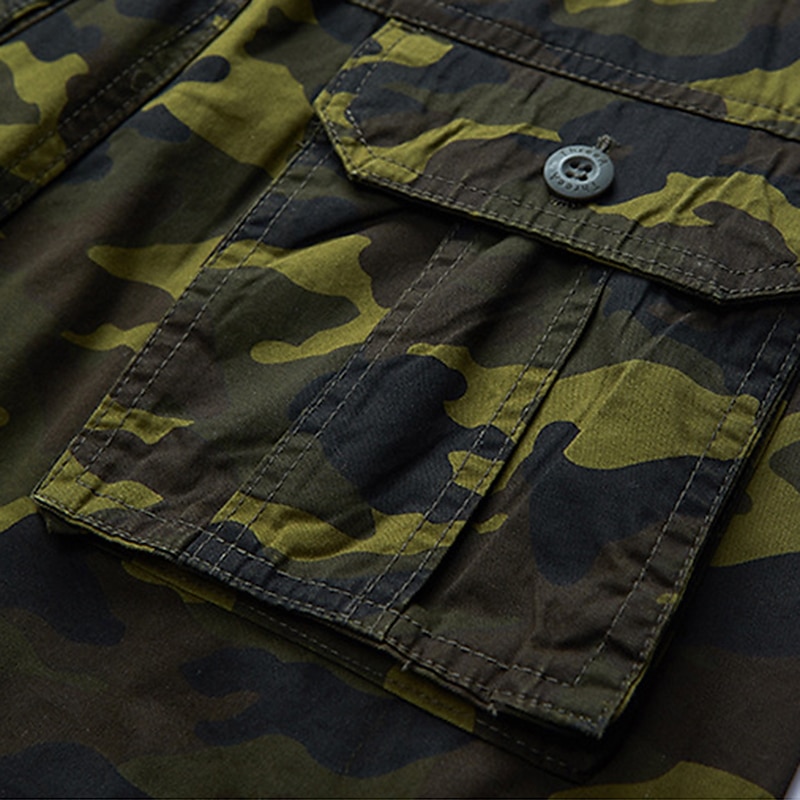 Herr Cargo-shorts Camo Shorts Vandringsshorts Ficka Kamuflasje Komfort Andningsfunktion Utomhus Dagligen Utekväll Mode Ledigt ArmyGreen Rubinrött 2025 - $38.99 –P10