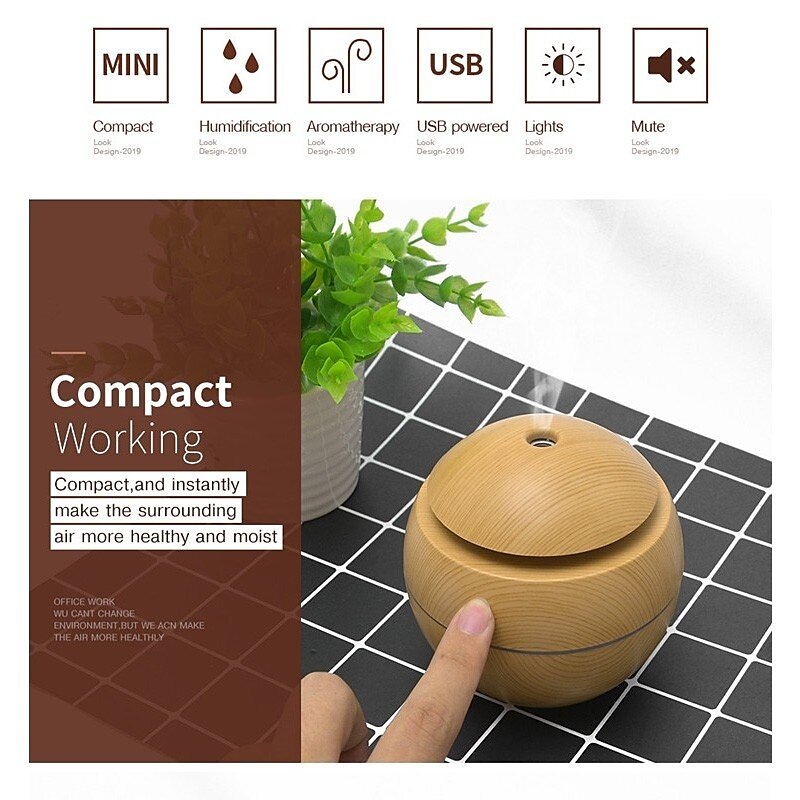 etherische oliediffuser met aroma usb ultrasone luchtbevochtiger voor thuis aromadiffuser stoomdiffuser 7-kleuren led-licht 130 ml kantoor 2025 - $19.99 –P7