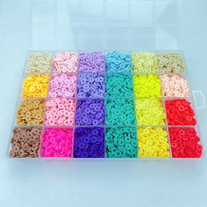 12000 Stück Tonperlen für die Armbandherstellung, Paodey, 48 Farben, 3 Boxen, flache Tonperlen, Heishi-Perlen mit Anhänger-Charm-Set und elastischen Schnüren für die Schmuckherstellung, Armbänder, Halsketten, Geschenksets 2025 - $28.99 –P8