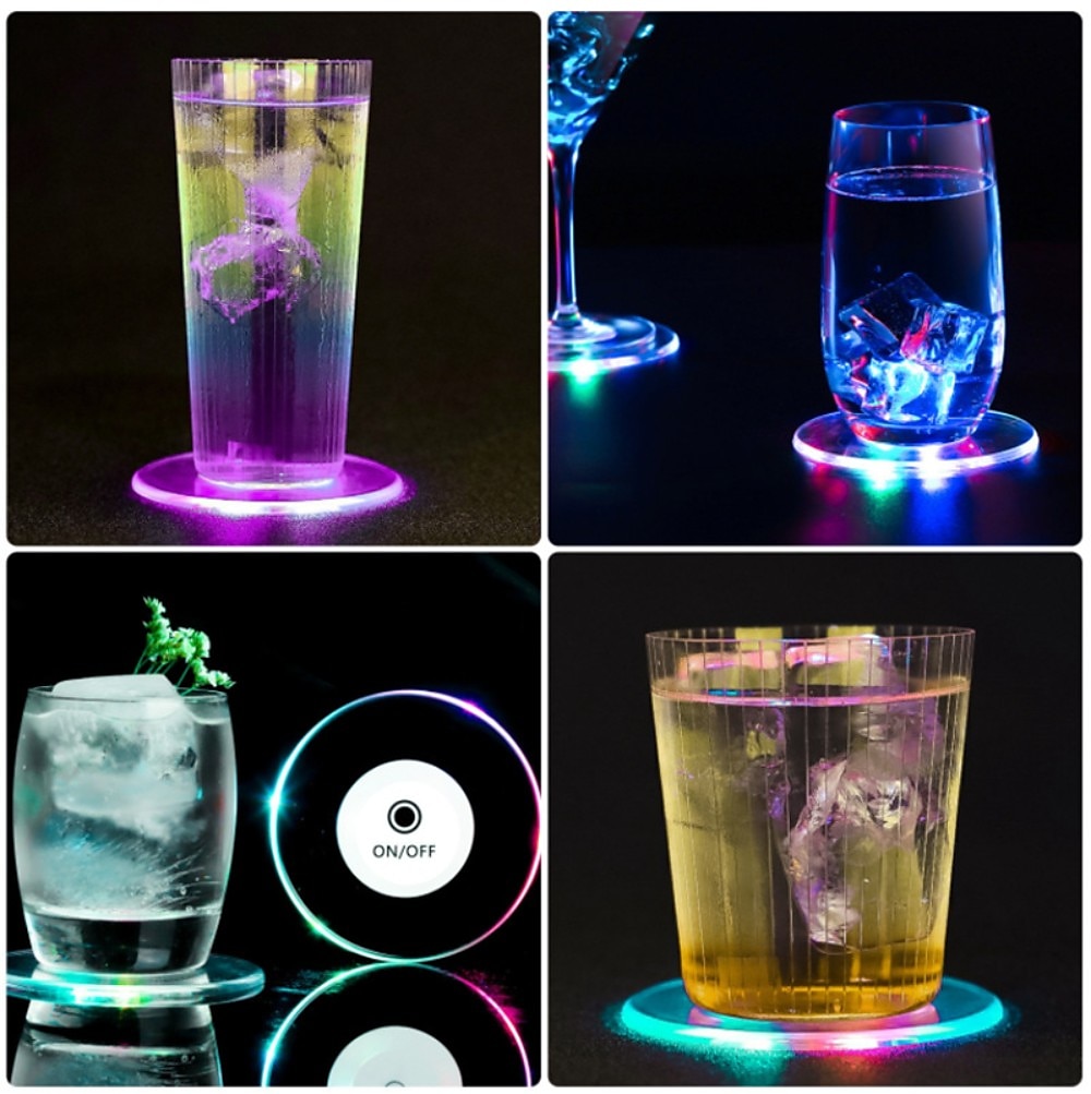 led tácek akrylový krystal podložka na jídlo kreativní držák na tácek bar dekorace světlo party atmosféra světlo kreativní noční světlo 2025 - $8.49 –P4