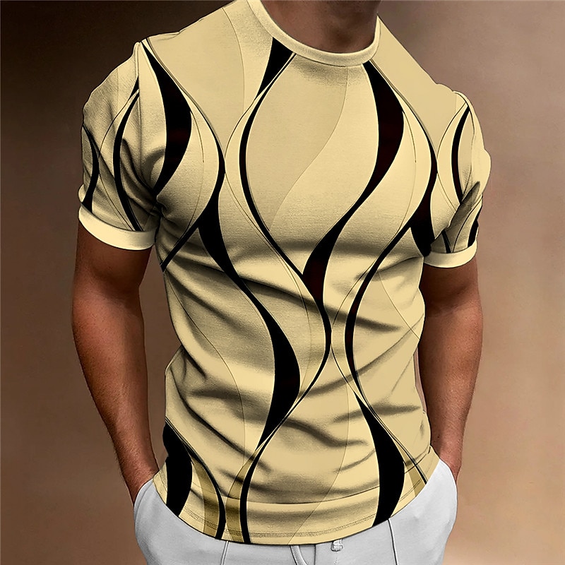 Voor heren Grafisch Abstract T-shirt Korte mouw T-shirt 3D-afdrukken Strakke ronde hals Overhemd Vintage Modieus Ontwerper Buiten Dagelijks Sport Zwart Blauw Rood Lente zomer Kleding S M L XL 2XL 3XL 2025 - $17.99 –P4