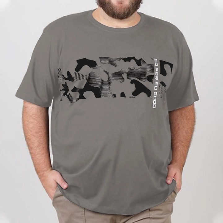 Hombre Talla Grande Grande Alto Camiseta Tee Cuello redondo Negro Blanco Azul Marino Mangas cortas Exterior Noche Estampado Letra camuflaje Ropa Mezcla de Algodón Ropa de calle Elegante Casual 2026 - $13.49 –P2