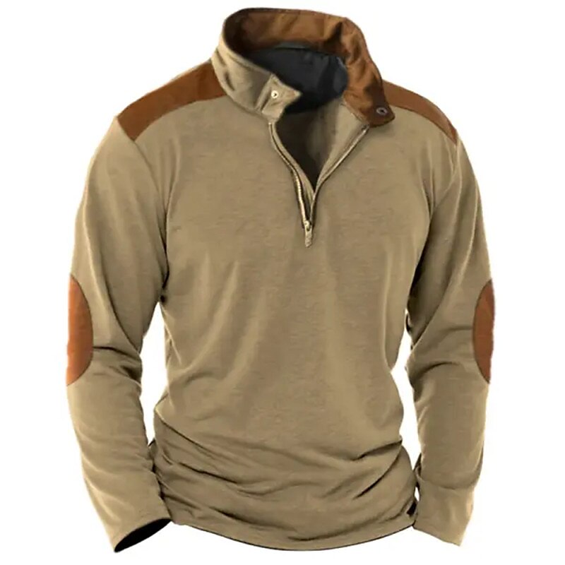 Per uomo Maglietta Maglietta con Zip a Quarti Camicia a Maniche Lunghe Manica Lunga Zip a un quarto Primavera & Autunno Blocco di colori Vintage Designer Essenziale Patchwork Vacanza Streetwear Uscire del 2025 a $20.99 –P1