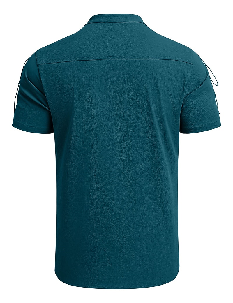 Homens Camisa Social camisa de linho Camisa casual camisa de praia Tecido Férias Havaiana Preto Branco Azul Marron Manga Curta Colarinho Chinês Primavera Verão Roupa Básico de 2026 por $25.99 –P6