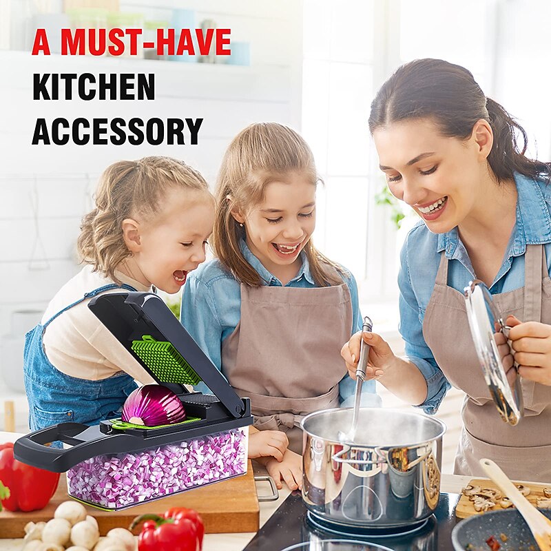 Vegetable Chopper 16 in 1Multifunctional Food Chopper Kitchen Vegetable Slicer Dicer Cutter Veggie Chopper With 8 Blades Carrot Chopper with Container 2025 - $46.99 –P8
