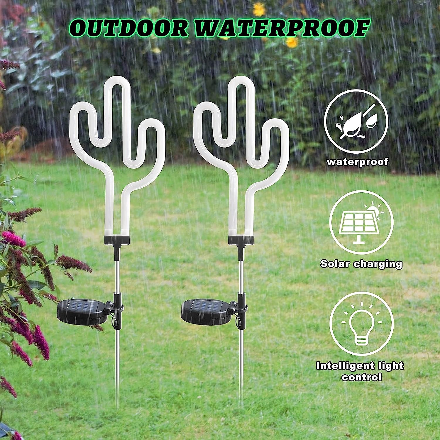 Solar Garden Lights Outdoor Lights Cactus/Flamingo Neon Lights Waterproof Outdoor Lights for Garden Patio Yard Pathway Decoration 2025 - $23.99 –P14