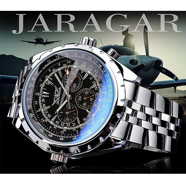 JARAGAR Mechanical Watch for Men Aviator Series Military True Men Sport Automatic Watch Luxury Stainless Steel Mechanical Male Clock Hour Luminous Wristwatch Blue Glass 2025 - $55.99 –P6