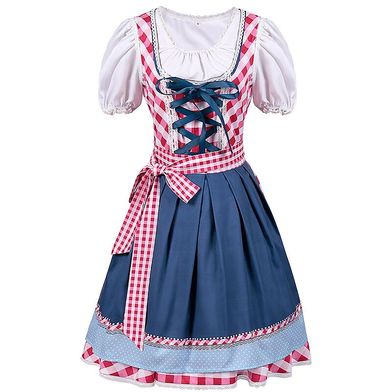 Oktoberfest Dirndl Trachtenkleader Oktoberfest / øl bayerske bayerske Wiesn Tradisjonell stil Enger Dame Tradisjonell stil klut Topp Kjole Forkle 2025 - $48.99 –P5