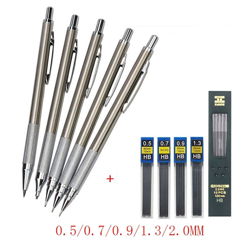 1pc Mechanical Pencil 0.3/0.5/0.7/2.0mm Low Center Of Gravity Metal Drawing  Special Pencil Office School Writing Art Supplies 2023 - US $15.59