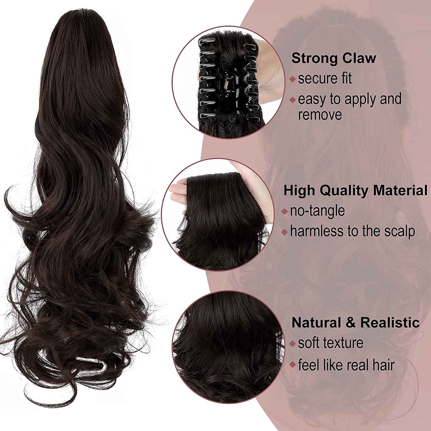 Klem In / Op Paardenstaart Klassiek / synthetisch / Gemakkelijk aankleden Synthetisch haar Haar stuk Haarextensies Golvend / Natuurlijk golvend 55.9 cm Feest / Uitgaan / Alledaagse kleding / Vakantie 2025 - $14.49 –P3