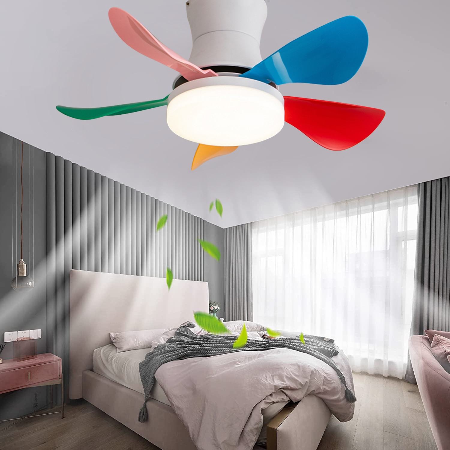 LED Ceiling Fans Dimmable with Remote Contral 82cm Flush Mount Ceiling Lamp Acrylic Lampshade Chandelier Bedroom Living Room 2025 - $359.89 –P7