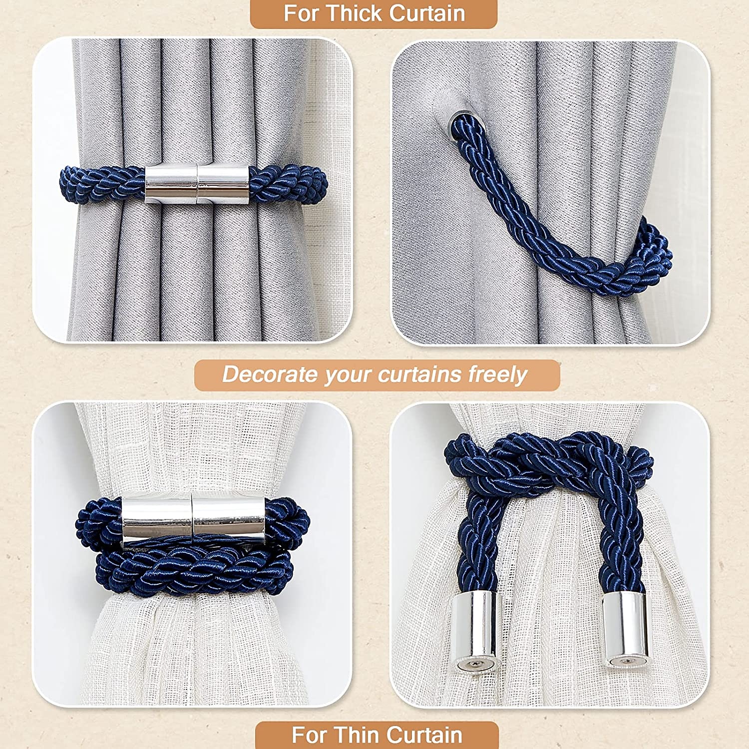 mágneses függöny megkötős ablak, gyöngy gyöngyös függönytartók, csatos klip otthoni hálószobához irodai dekoratív függöny 2025 - $10.49 –P5