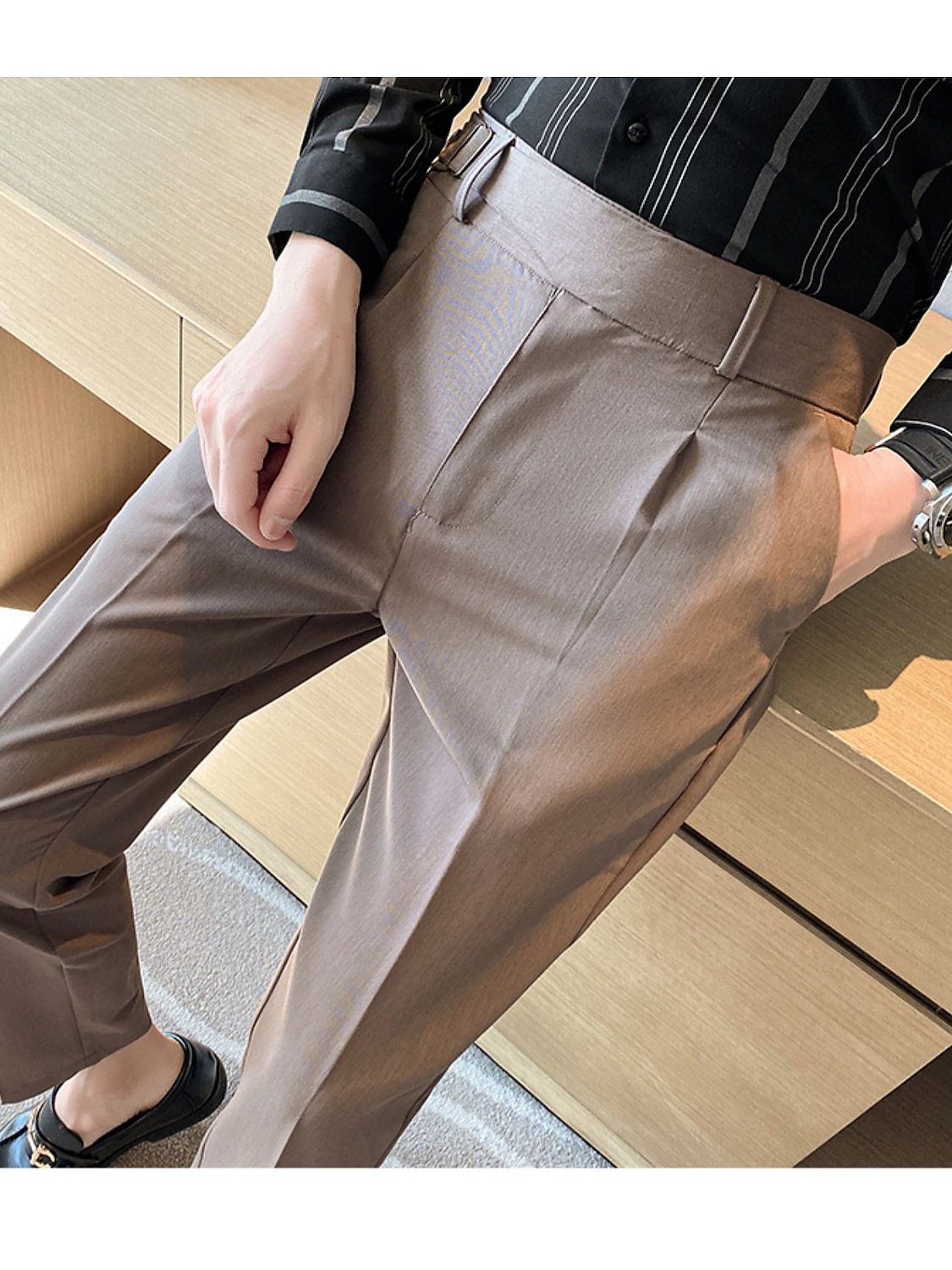 Men's Dress Pants Trousers Pleated Pants Suit Pants Gurkha Pants Pocket  Straight Leg High Rise Plain Comfort Breathable Business Casual Vintage  Elegant Black Khaki High Waist 2024 - $38.99