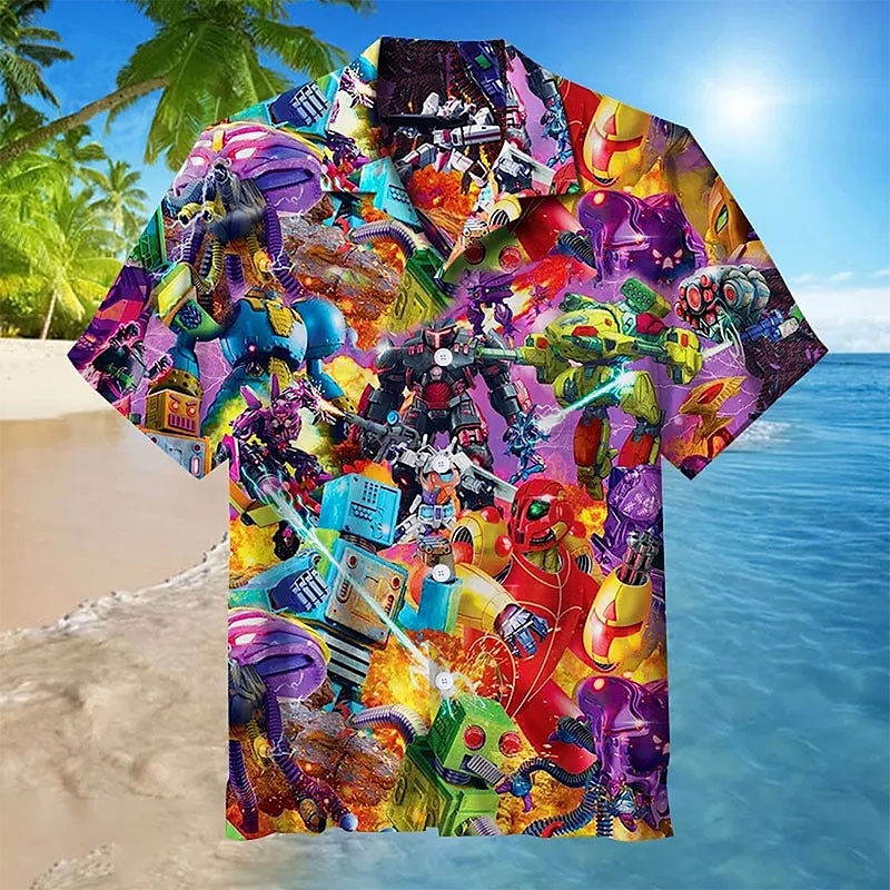 Herren Regenbogen Grafikdrucke Hemd Sommer Hawaiihemd Kurzarm Tropisch Mode Hawaiianisch Lässig Hawaiianisch Ausgehen Sommer Frühling Umlegekragen Druck Button-Down Schwarz Gelb Purpur Regenbogen 2025 - $24.99 –P4
