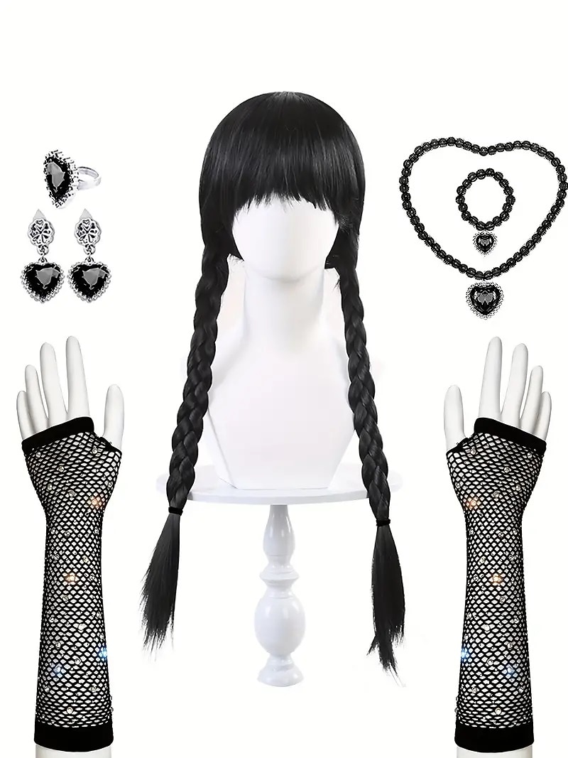 Horror gotic Academia Întunecată Peruci Cosplay Rochii din tul Set accesorii Punk și gotic for Fete Pentru copii Carnaval Zuia Copiilor Mascaradă 2026 - $52.99 –P5