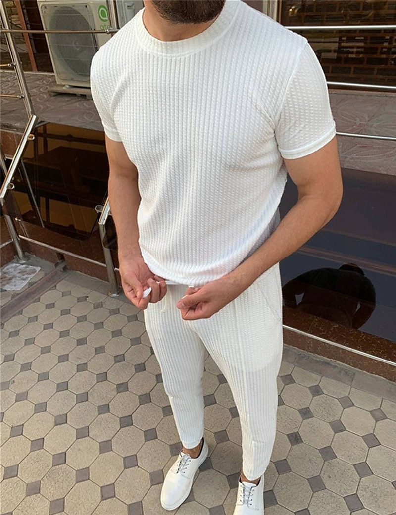 Men's T Shirt Tee Top Short Sleeves Crew Neck Summer Plain Pit Strip Fashion Designer Basic Vacation Street Going out Black White Top Tee for Men 2025 - AU $26.47 –P4