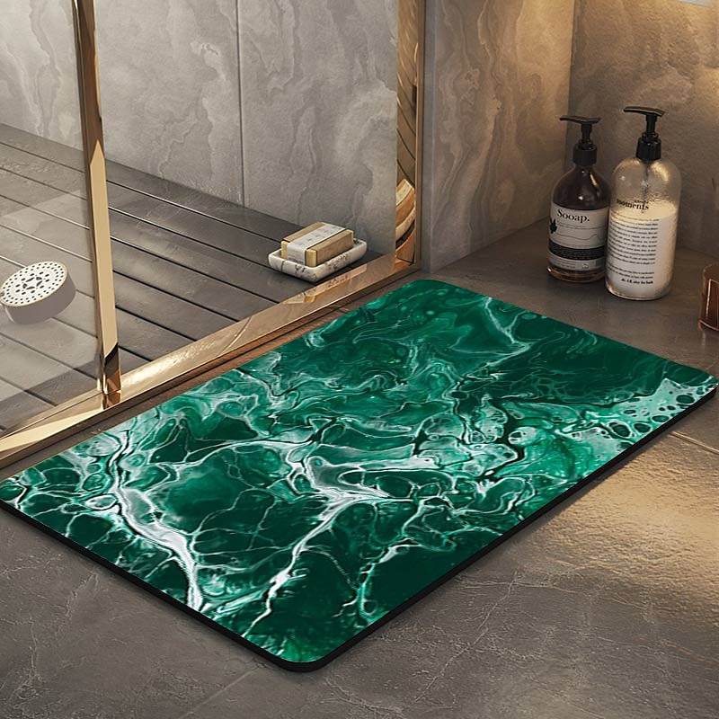 BATH Mat Super Absorbent Non-Slip Thin Bathroom Shower Rugs Marble