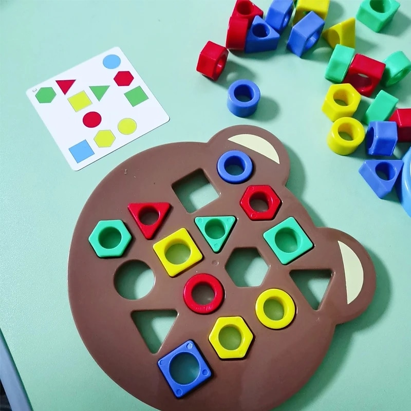 barkácsolás gyerekeknek geometriai alakzat színillesztés 3d puzzle baba montessori játékok tanulás oktatási interaktív harci játék játékok gyerekeknek 2025 - $22.84 –P9
