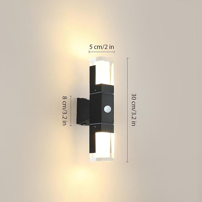 LED-Sensor-Wandleuchte, Wandleuchte für den Außenbereich, Wandleuchten aus schwarzem Metall, Up-Down-Wandleuchten, Wandlaterne aus Aluminium, wasserdichte IP65-Scheinwerfer, Nachtlampen für Veranda, Terrasse, Garten, 85–265 V 2025 - $66.99 –P7