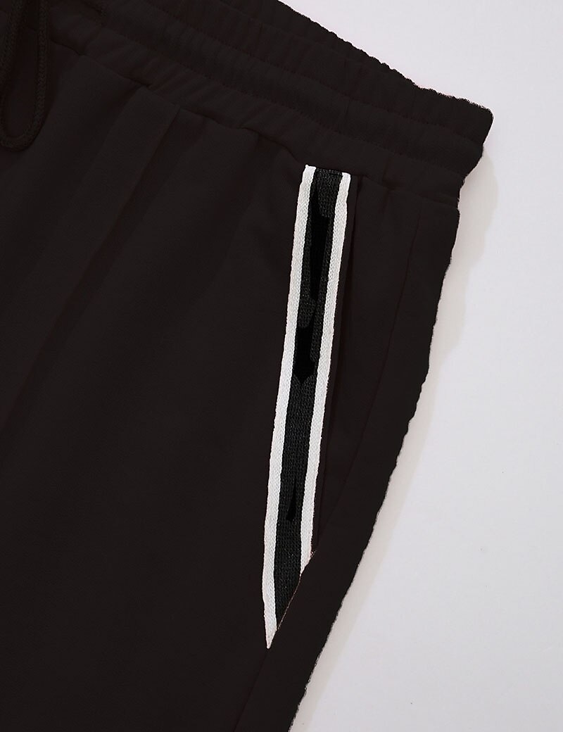 Men's Tee & Drawstring Waist Shorts 2 Pieces Outfits Short Sleeves Crewneck Summer Striped Fashion Sport Casual 2 Piece Striped Trim Vacation Daily Wear Activewear Black Pink Khaki Top Tee for Men 2025 - €18.99 –P8