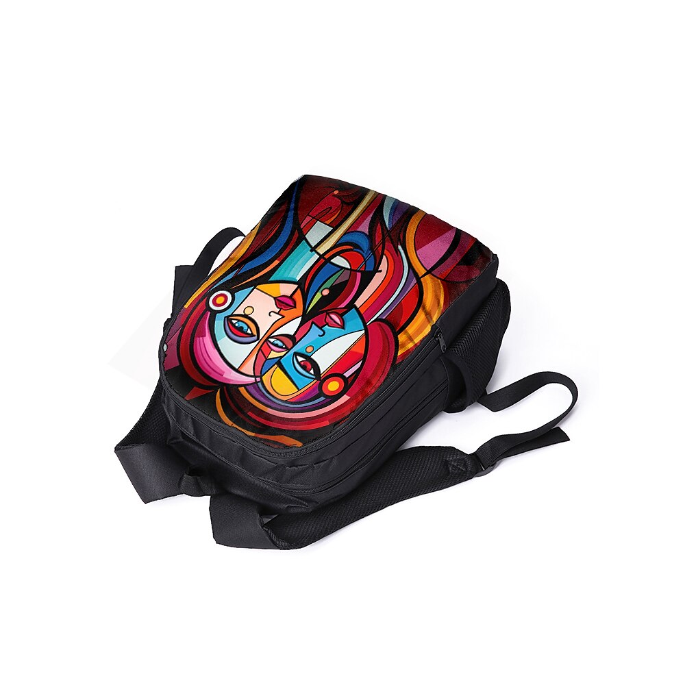 Sac à dos abstrait avec portrait féminin pour adolescentes – Sac d'école coloré avec imprimé artistique et grande capacité pour les filles élégantes de 2025 ? $26.99 –P5