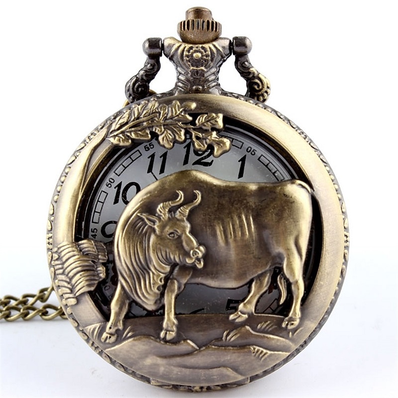 nou sosire ceas de buzunar cuarț capac deschis stil mixt lup sălbatic relief capac transparent pandantiv unisex femei ceas bărbați 2025 - $18.99 –P9