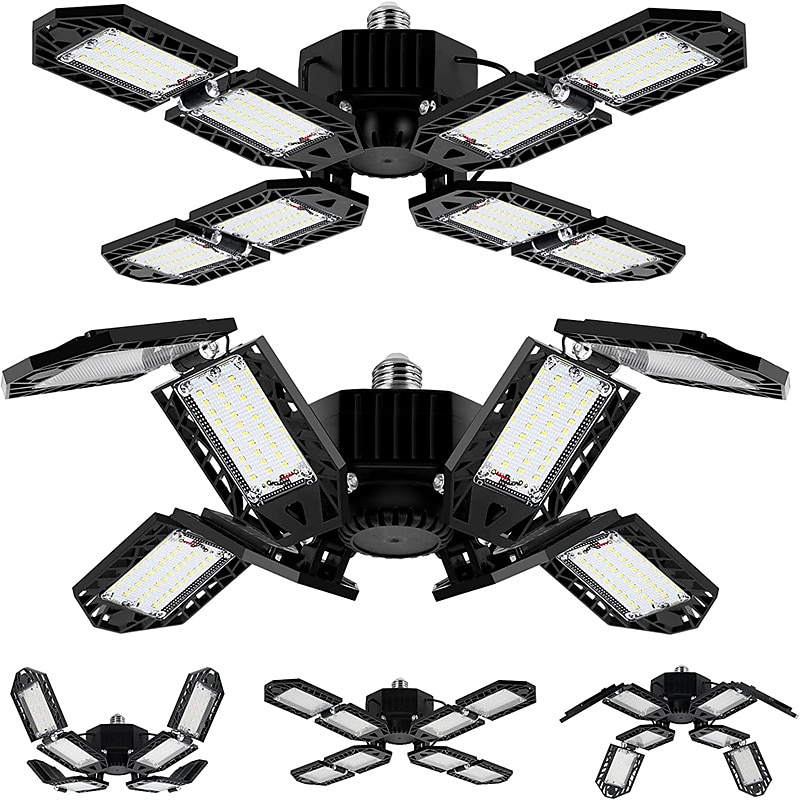 led garážová světla žárovka 6/8/10 panelů 200w 20000lm 6500k led osvětlení obchodu s deformovatelnými panely světlo v suterénu garáže stropní světla 2025 - $50.34 –P1