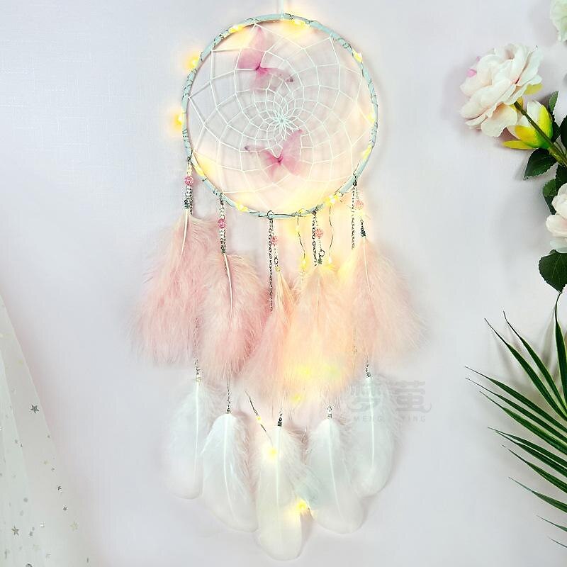 Butterfly Dream Catcher Handmade Gift Feather Hook Flower Wind Chime with One Circle Ornament Wall Hanging Decor Art Boho Style 16x65cm/6.2''x25.5'' 2025 - $10.49 –P2