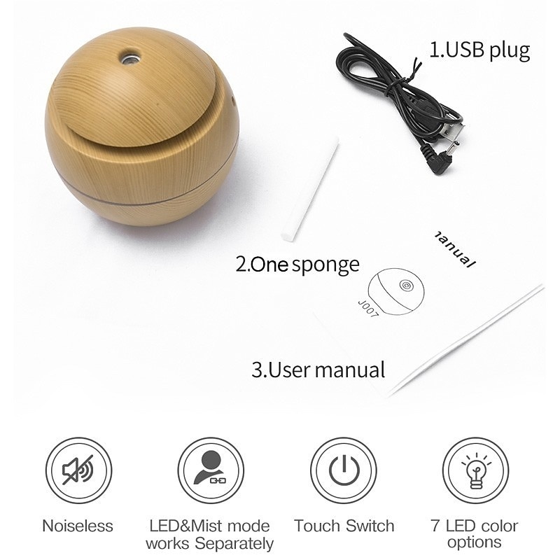 etherische oliediffuser met aroma usb ultrasone luchtbevochtiger voor thuis aromadiffuser stoomdiffuser 7-kleuren led-licht 130 ml kantoor 2025 - $19.99 –P12