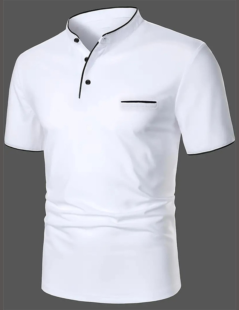 Men's Cotton Blend Polo Shirt Golf Shirt Street Casual Stand Collar Banded Collar Short Sleeve Fashion Basic Plain Classic Summer Regular Fit Navy Black White Red Cotton Blend Polo Shirt 2025 - $20.99 –P3