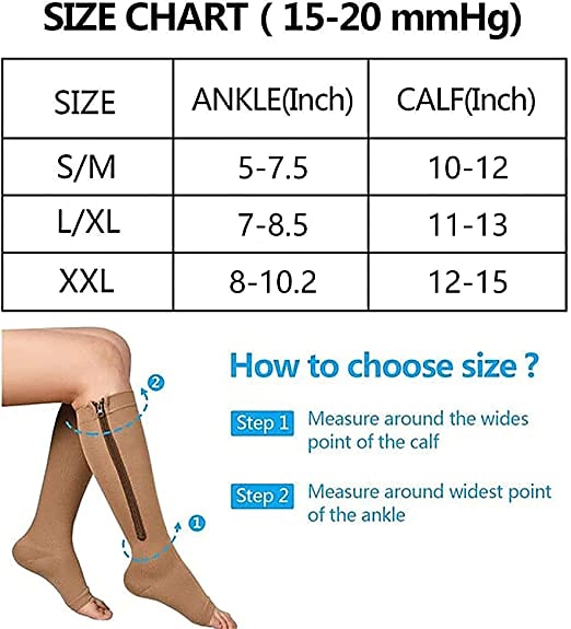 Zipper Compression Socks Open Toe Toeless Compression Socks for Women and Men(1 Pair) 2024 - $5.99 –P3