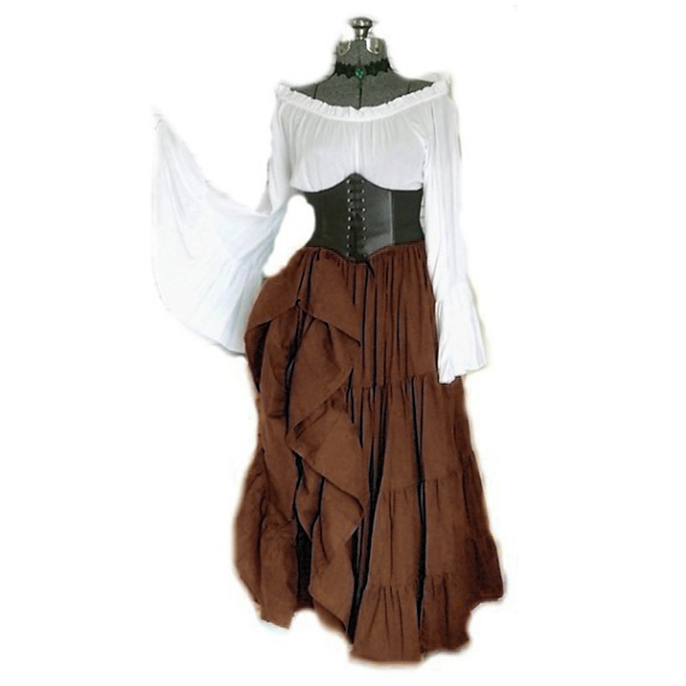 Medieval Ankle Length Dress Corset Movie / TV Theme Costumes Viking Outlander Fancy Dress Women's Celtic Pirate Fantasy Halloween Carnival Masquerade Party & Evening LARP Ren Faire Teen Adults' Dress 2025 - $46.99 –P5