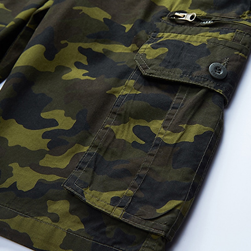 Herr Cargo-shorts Camo Shorts Vandringsshorts Ficka Kamuflasje Komfort Andningsfunktion Utomhus Dagligen Utekväll Mode Ledigt ArmyGreen Rubinrött 2025 - $38.99 –P7