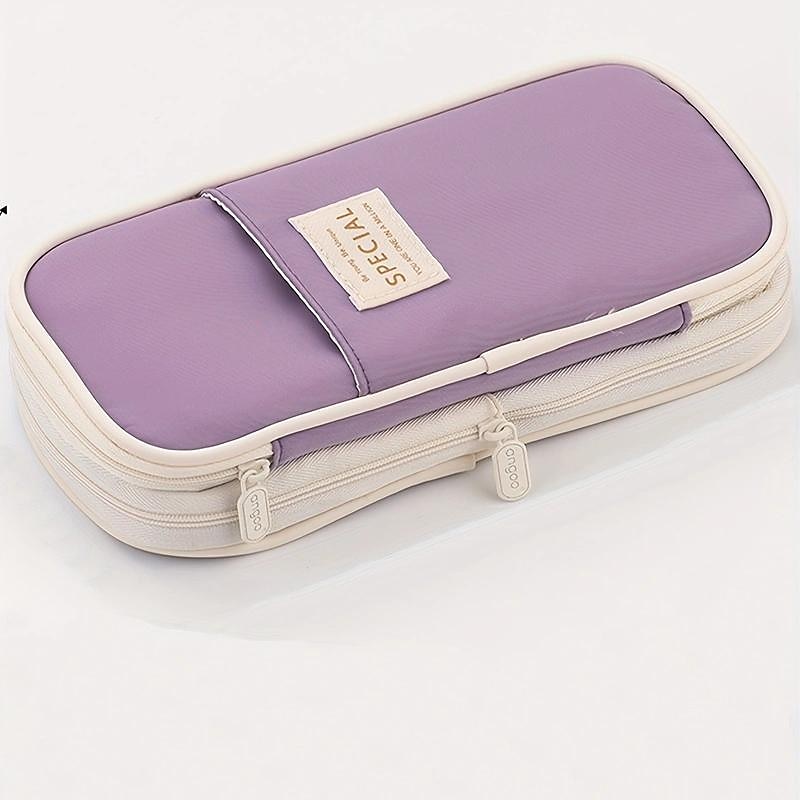 Multifunctional Cosmetic Bag Macaroon Big Capacity Double-layer Canvas Pencil Case Travel Storage Pouch School Supplies, Back to School Gift 2025 - $20.99 –P5