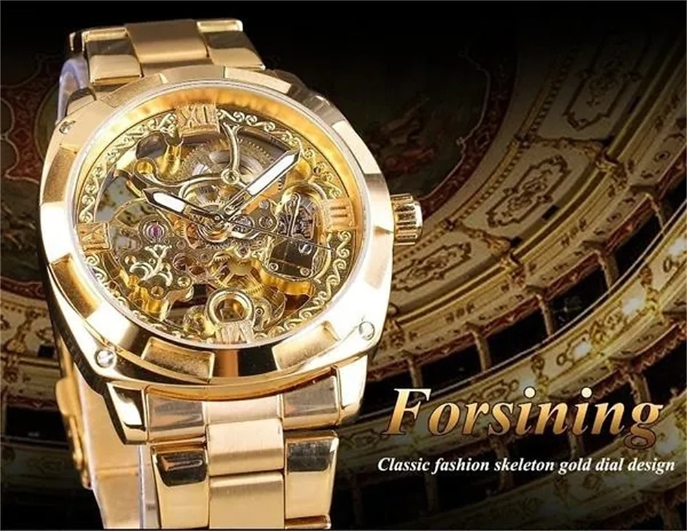 FORSINING Men Mechanical Watch Luxury Large Dial Fashion Business Hollow Skeleton Automatic Self-winding Luminous Waterproof Stainless Steel Watch 2025 - $56.99 –P8